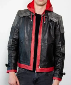 Mens Red Hooded Leather Jacket For Men And Women On Sale