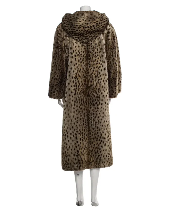 Rihanna Leopard Print Long Coat Back