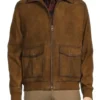 Roundtree & Yorke Rugged Sueded Leather Bomber Jacket