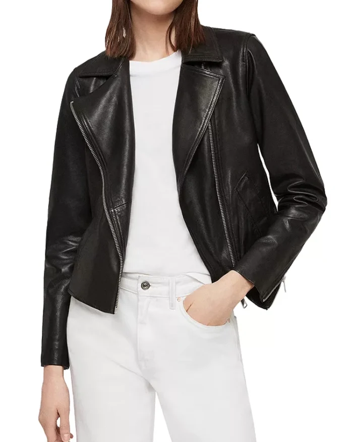 Shop Allsaints Vela Leather Biker Jacket For Women On Sale