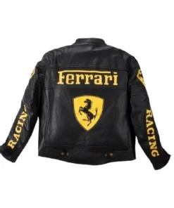 Shop Ferrari Racing Black Leather Jacket For Men And Women On Sale