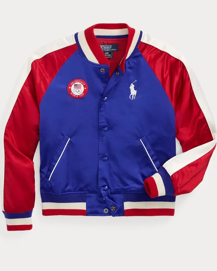 Shop Team USA Olympics 2024 Satin Baseball Jacket For Men And Women On Sale 