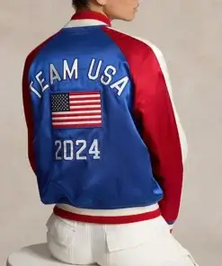 Team USA Olympics 2024 Satin Baseball Jacket