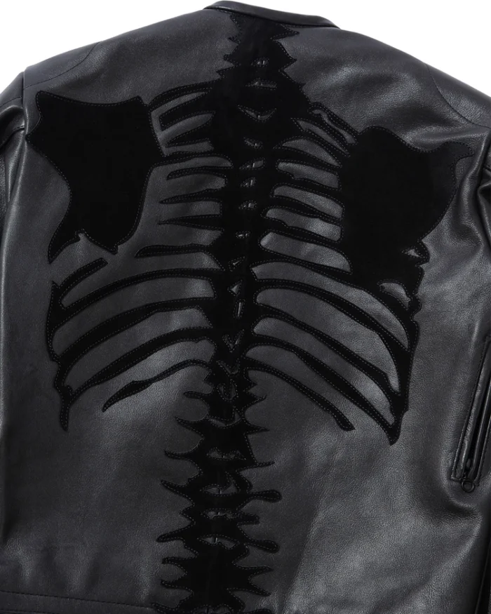 Bones Flat-Track All Black Vanson Biker Jacket Back