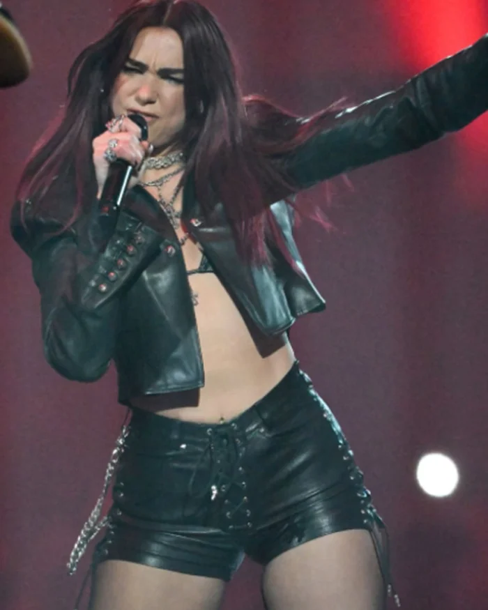 Brit Awards 2024 Dua Lipa Black Cropped Jacket Front