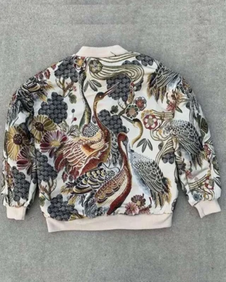 claim to fame s03 dedrick floral bomber jacket back