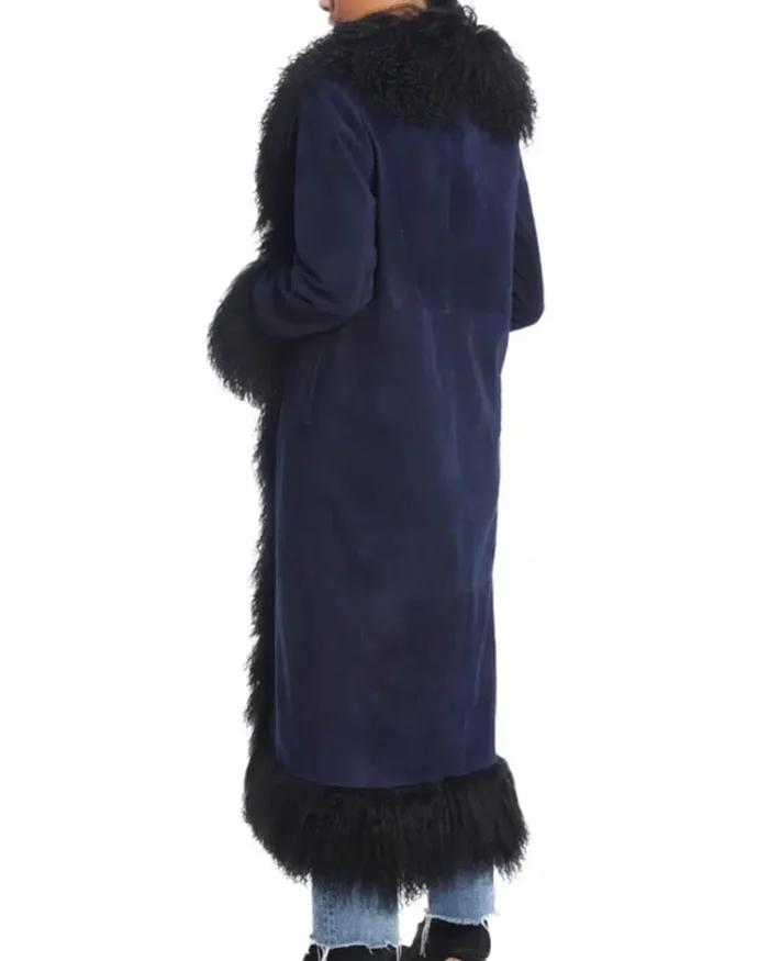 Dorothy Suede Maxi Navy Blue Coat Back