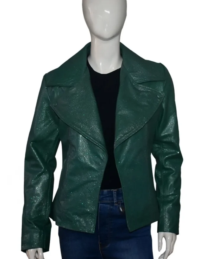 emily in paris emily cooper green leather jacket front view