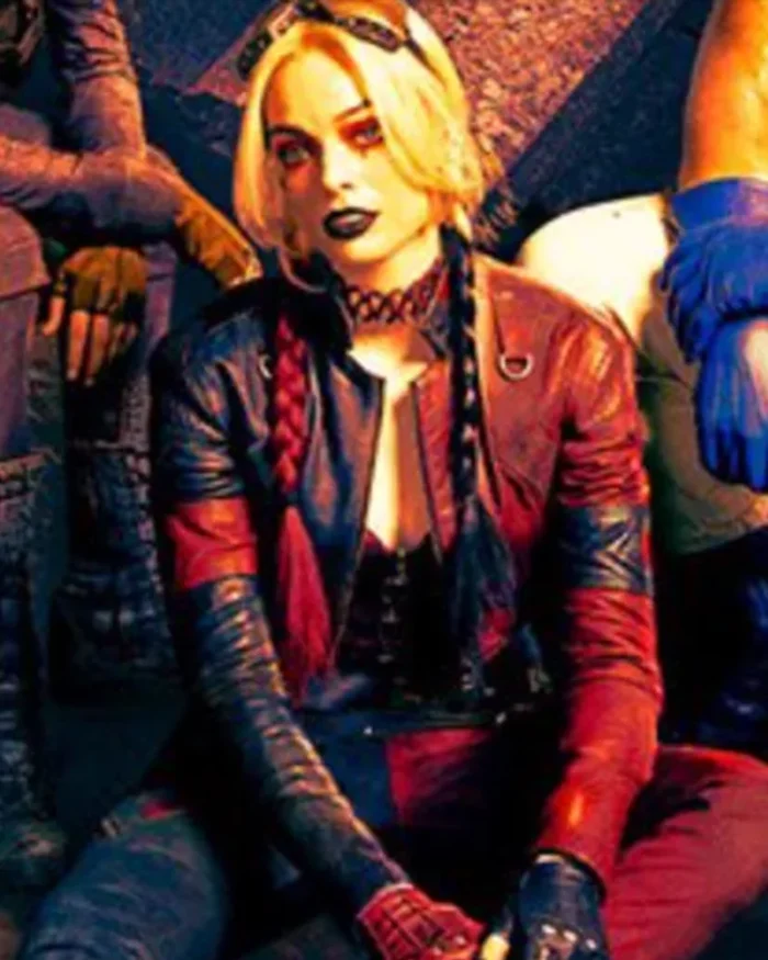 Harley Quinn Suicide Squad 2 Red Leather Jacket Front View