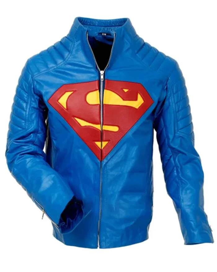 Superman Leather Jackets Blue Front