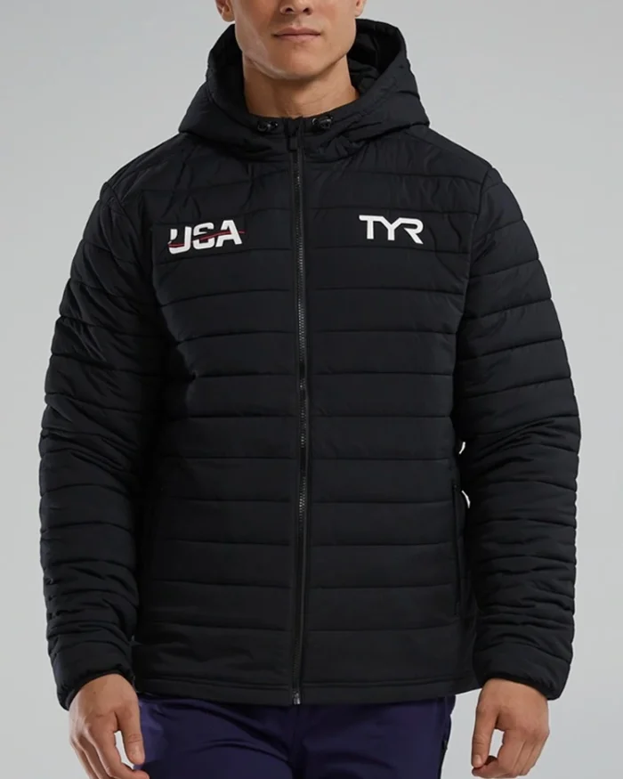 2024 Olympic Team Usa Black Puffer Jacket Men