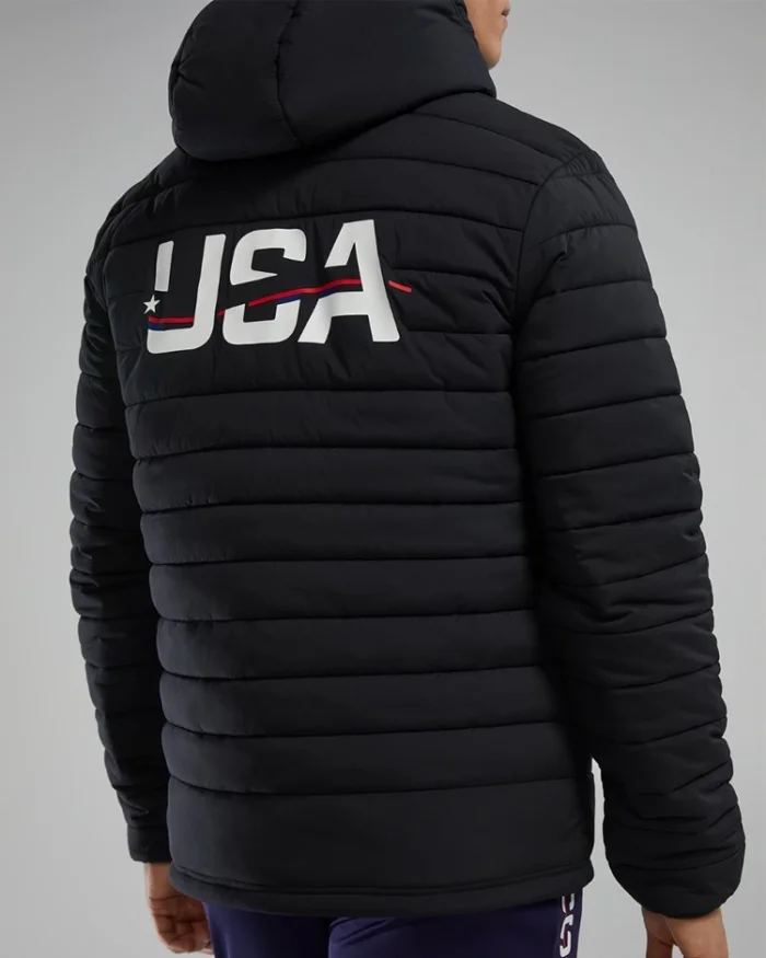 2024 Olympic Team Usa Black Puffer Jacket Men Back