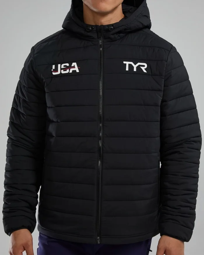 2024 Olympic Team Usa Black Puffer Jacket Men Front