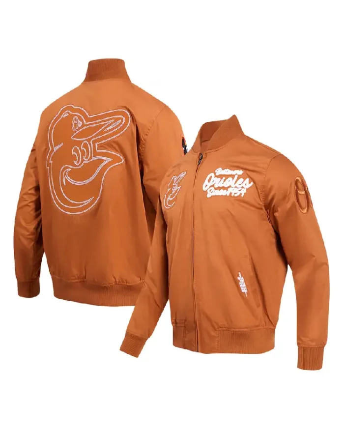 Baltimore Orioles Paint The City Twill Jacket front and back