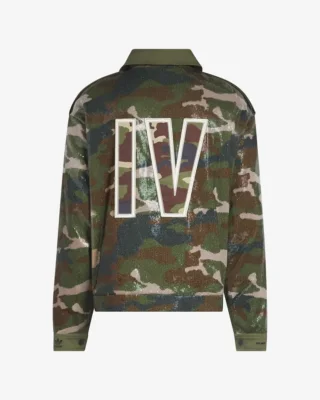 Beyoncé Renaissance Tour Camouflage Crop Jacket full body back - Trendy Leather Jackets