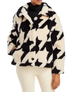 Blank NYC Houndstooth Cream Fur Jacket