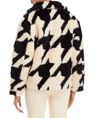 Blank NYC Houndstooth Cream Fur Jacket back