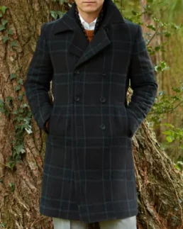 Boswell Charcoal Check Wool Reefer Coat