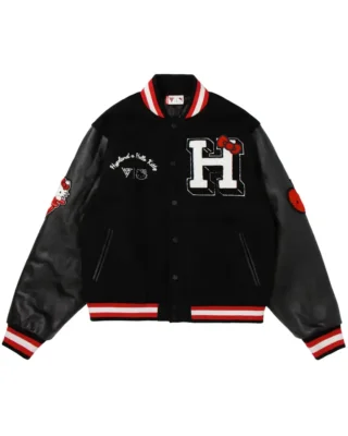 HELLO KITTY APPLES VARSITY JACKET Black