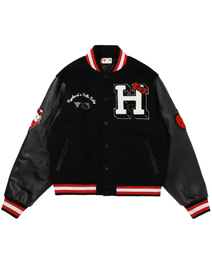 Hello Kitty Apples Varsity Jacket Black