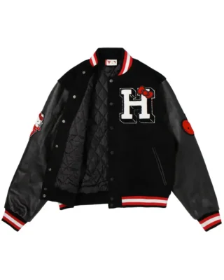 HELLO KITTY APPLES VARSITY JACKET Black inner view