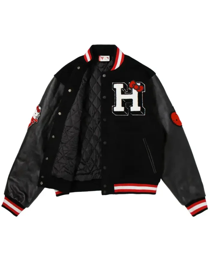 Hello Kitty Apples Varsity Jacket Black Inner View