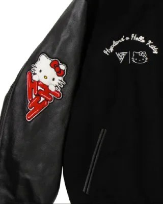 HELLO KITTY APPLES VARSITY JACKET Black side view