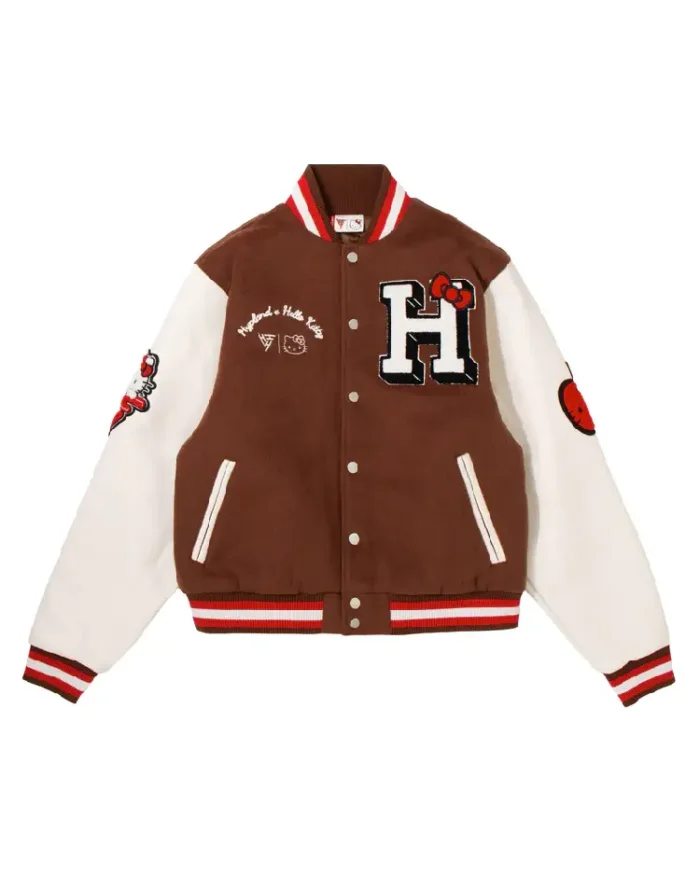 Hello Kitty Apples Varsity Jacket Brown