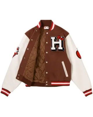 HELLO KITTY APPLES VARSITY JACKET Brown inner view