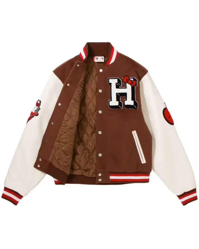 Hello Kitty Apples Varsity Jacket Brown Inner View