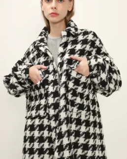 Houndstooth Shirt Jacket front'