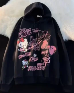 Hello Kitty Grunge Hoodie Black