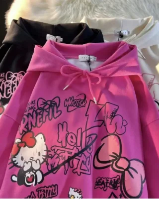 Hello Kitty Grunge Hoodie pink front view