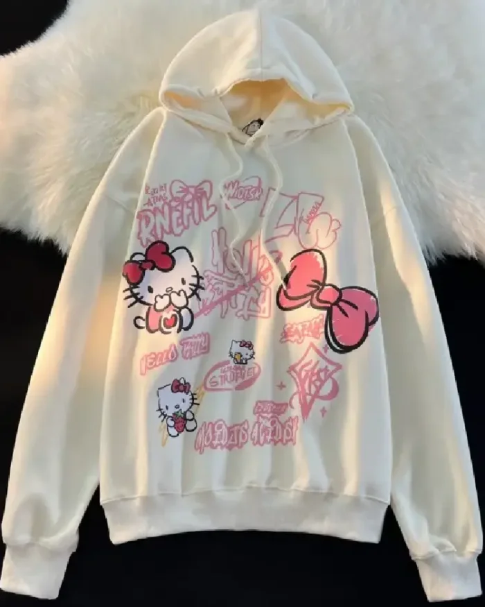 Hello Kitty Grunge Hoodie white