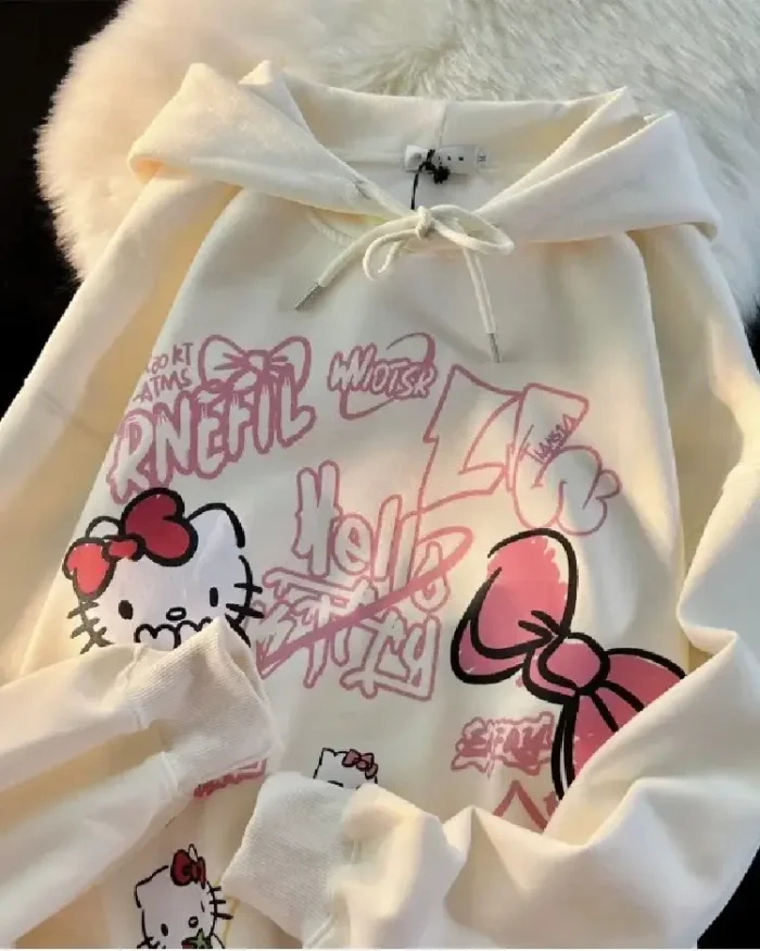 Hello Kitty Grunge Hoodie white front view