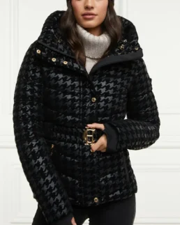 Houndstooth Puffer Jacket