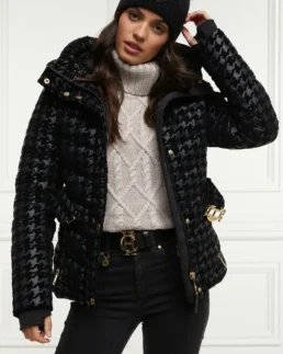 Houndstooth Puffer Jacket front