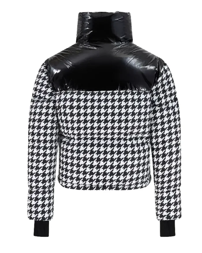 Houndstooth Cropped Bomber Ski Jacket Back Side