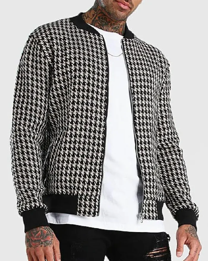 Houndstooth Men'S Bomber Jacket