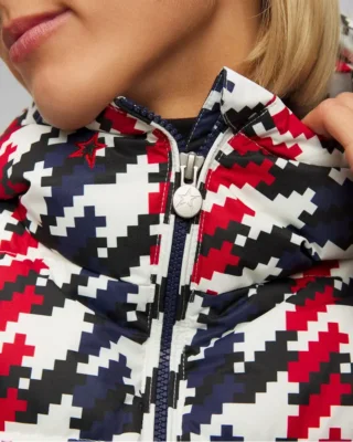 Houndstooth Quilted Ski Jacket closeup