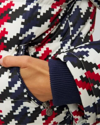 Houndstooth Quilted Ski Jacket pocket