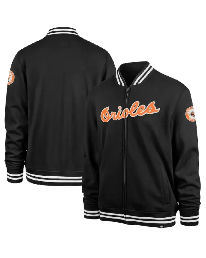 Mlb Baltimore Orioles '47 Camden Track Jacket Front And Back