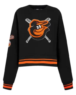 MLB Baltimore Orioles Black Mash Up Cropped Sweatshirt