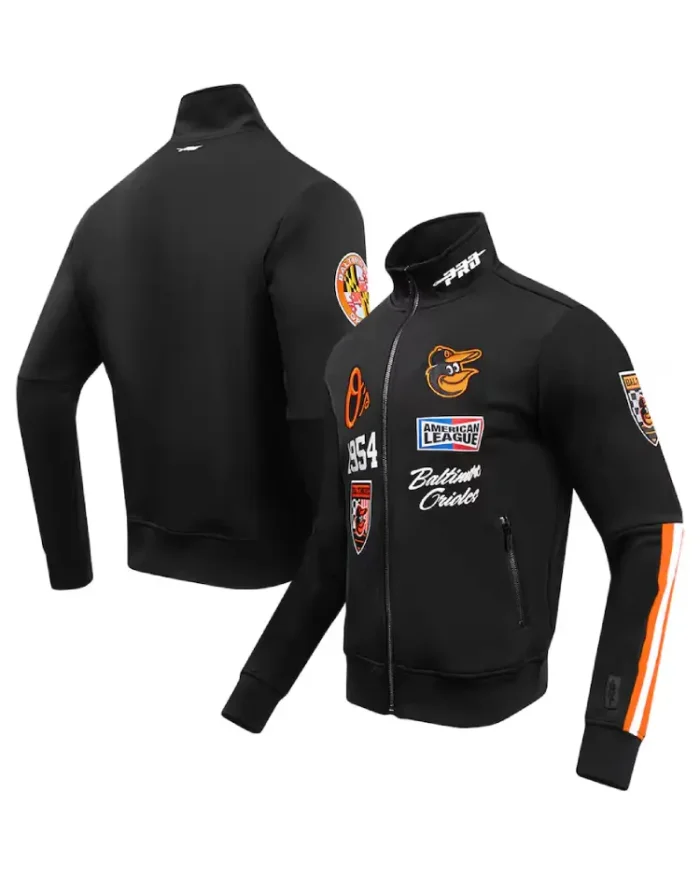 Mlb Baltimore Orioles Fast Lane Track Jacket Front And Back