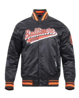 MLB Baltimore Orioles Script Tail Satin Jacket