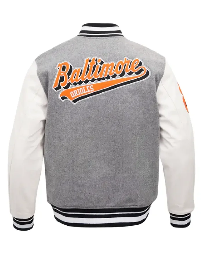 Mlb Baltimore Orioles Script Tail Varsity Jacket Back