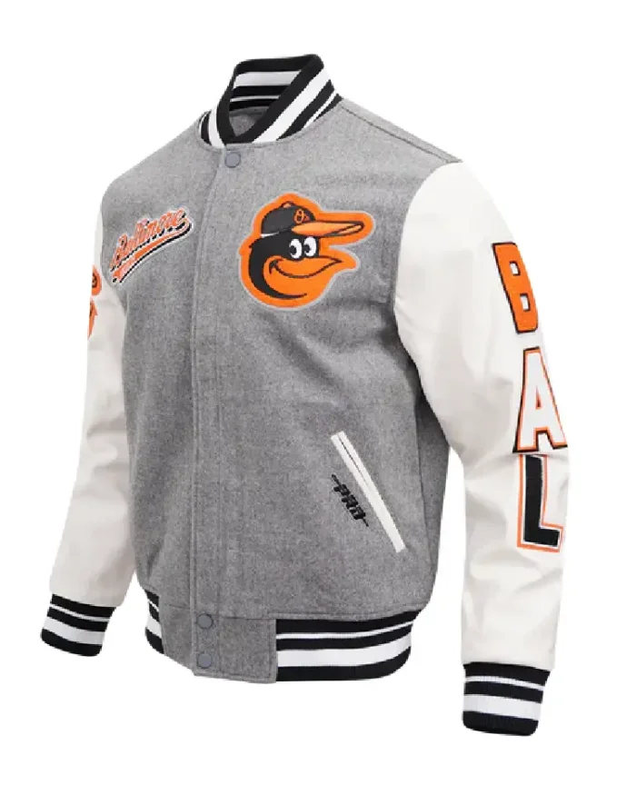 Mlb Baltimore Orioles Script Tail Varsity Jacket Side