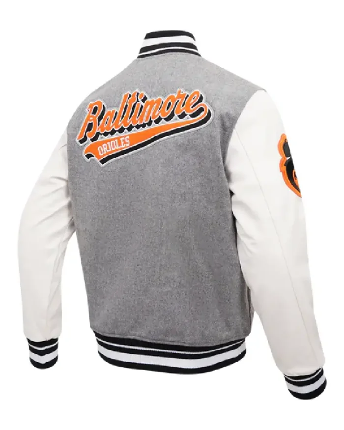 Mlb Baltimore Orioles Script Tail Varsity Jacket Side View