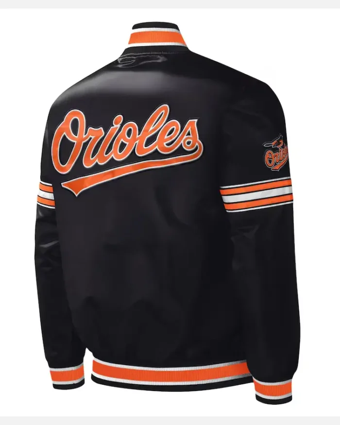 MLB Baltimore Orioles Starter Black Midfield Satin Varsity Jacket back