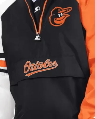 MLB Baltimore Orioles Starter Elite Raglan Jacket closeup